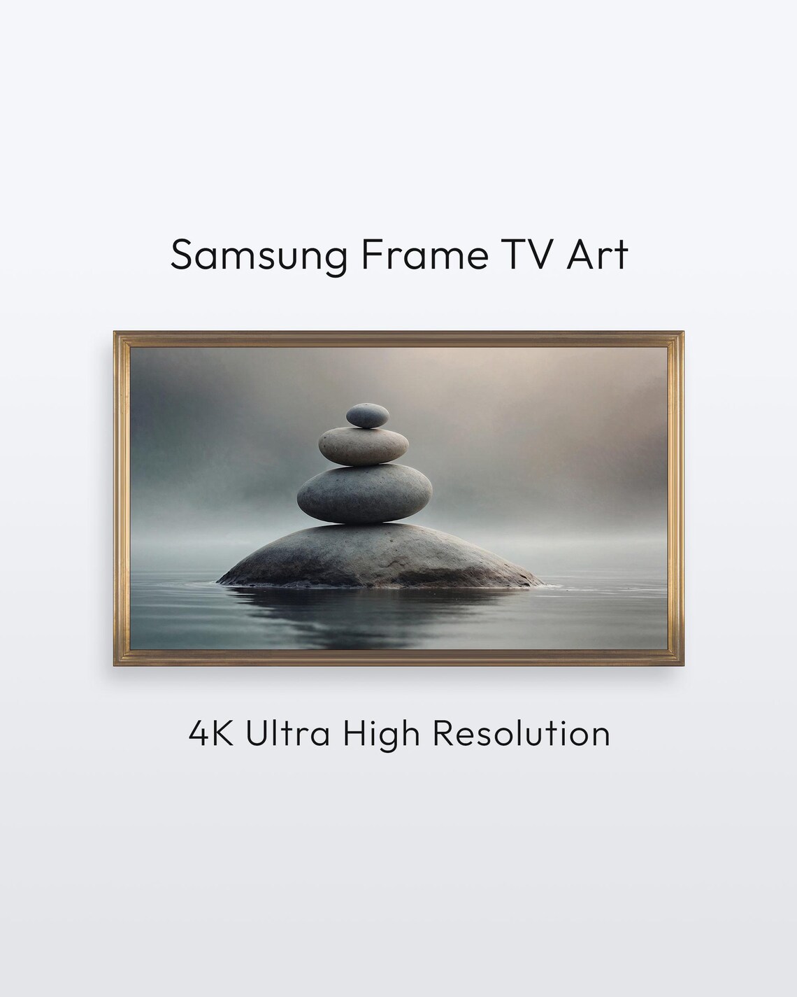 Samsung Frame Tv Art Stone Balance Minimalist Serene Landscape 4k Print