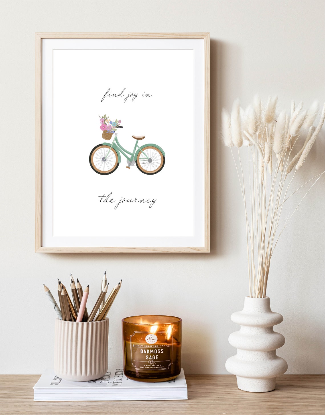 Find Joy In The Journey Bicycle With Flowers Illustration Poster - Image 3