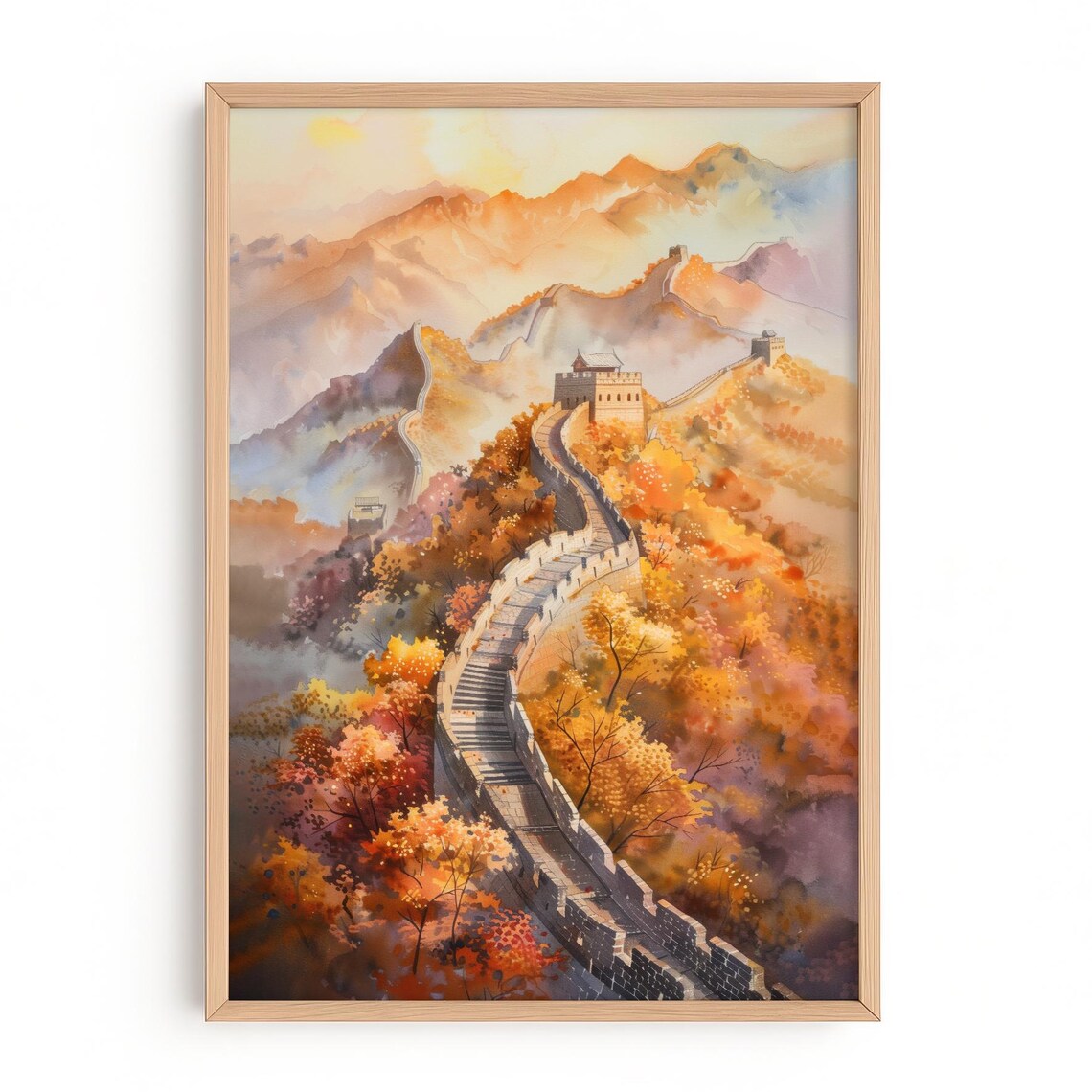 Great Wall Of China In Autumn Colors Travel Fall Scenery Poster