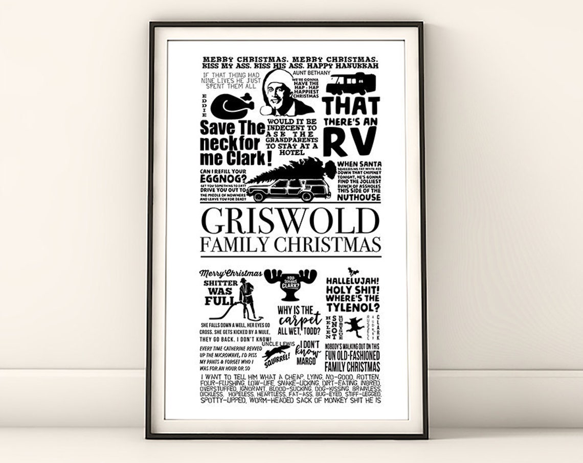 Christmas Vacation Griswold Family Christmas Black White Quotes Poster