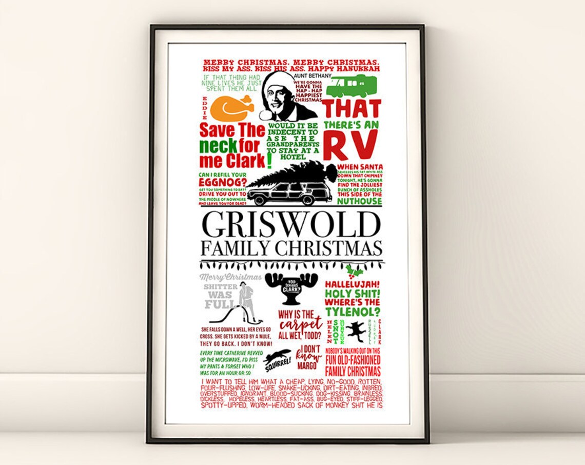 Christmas Vacation Movie Quotes Poster 18x24 Inches Your Favorite Quotes From Your Favorite Christmas Movie