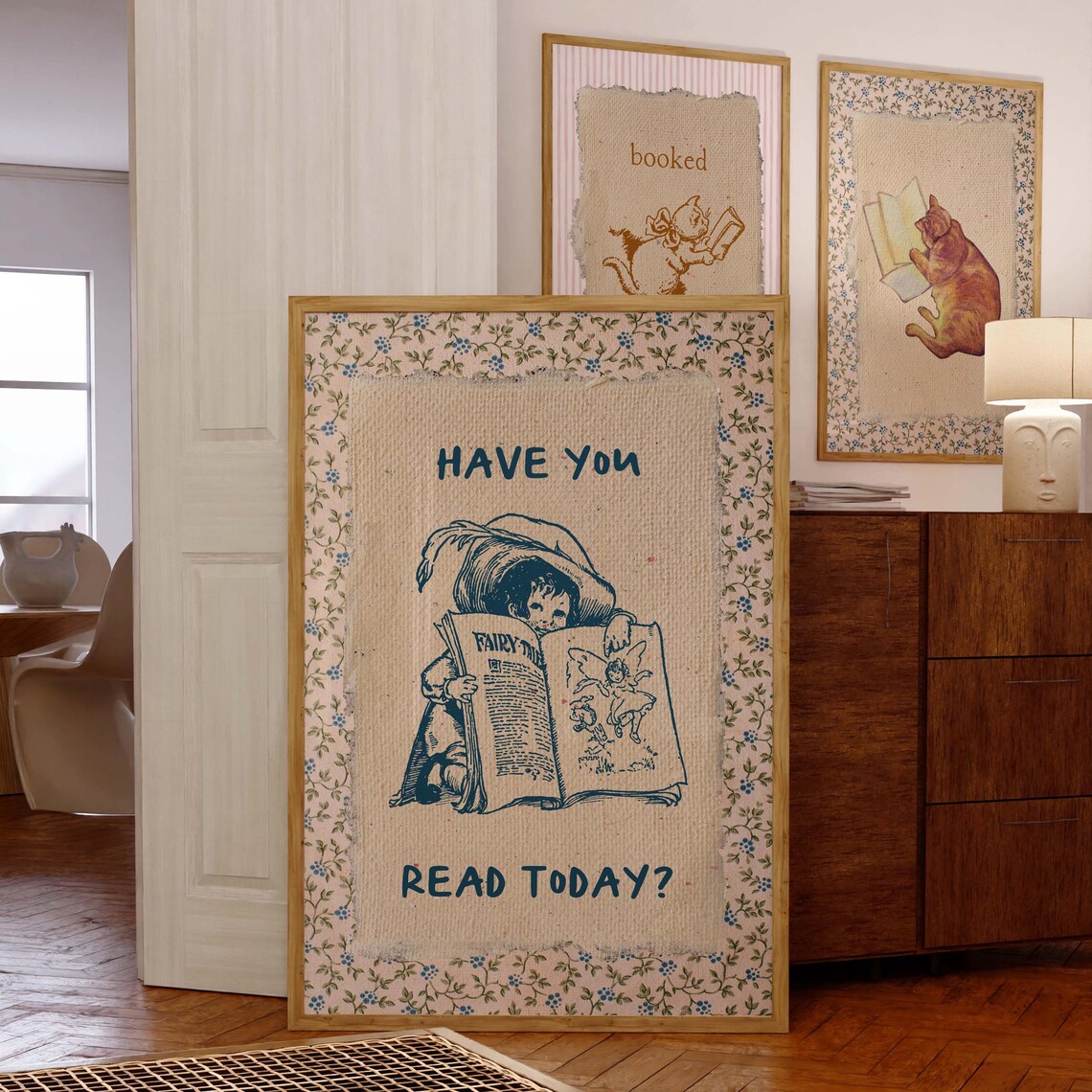 Vintage Book Art, Cute Reading Poster - Image 5