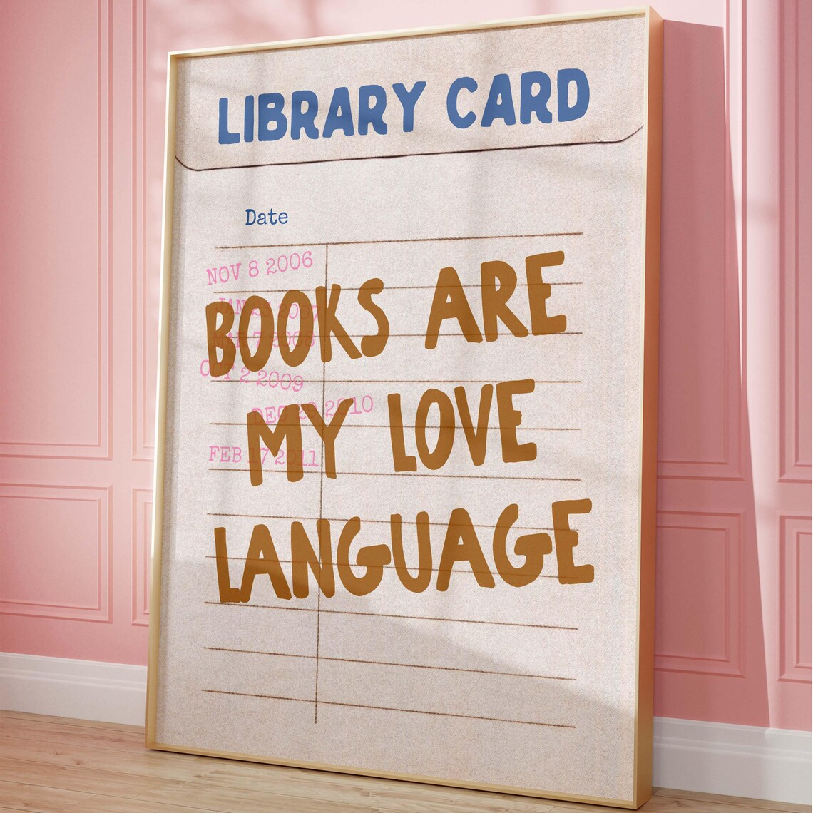 Books Are My Love Language Library Card Book Lover Art Poster - Image 2