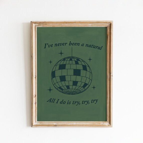 Disco Ball Quote Poster Retro Motivational Wall Art