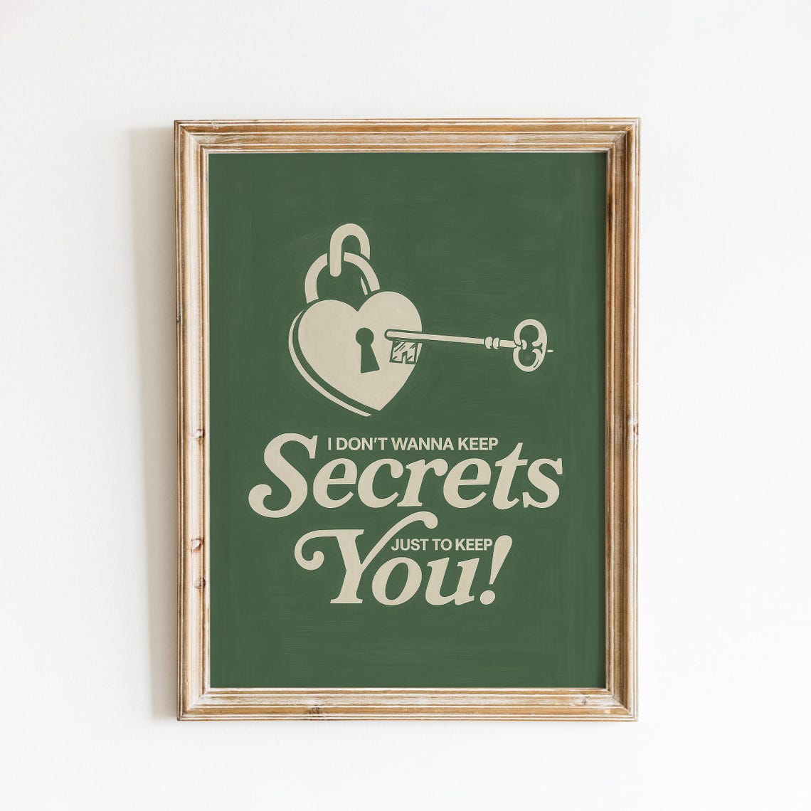 Secrets Just To Keep You Heart Lock Vintage Lyric Inspired Wall Art