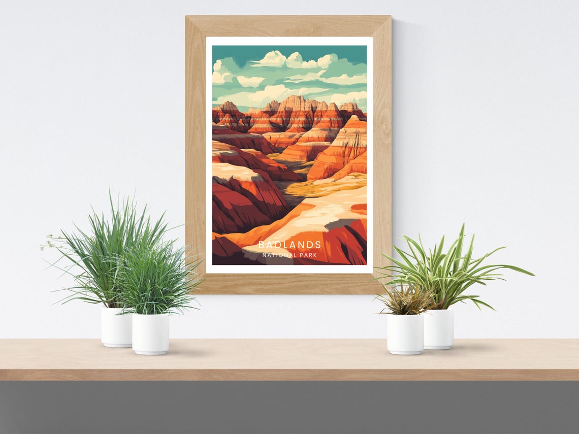 Badlands Sunset Glow Striped Buttes Canyon National Park Poster - Image 2