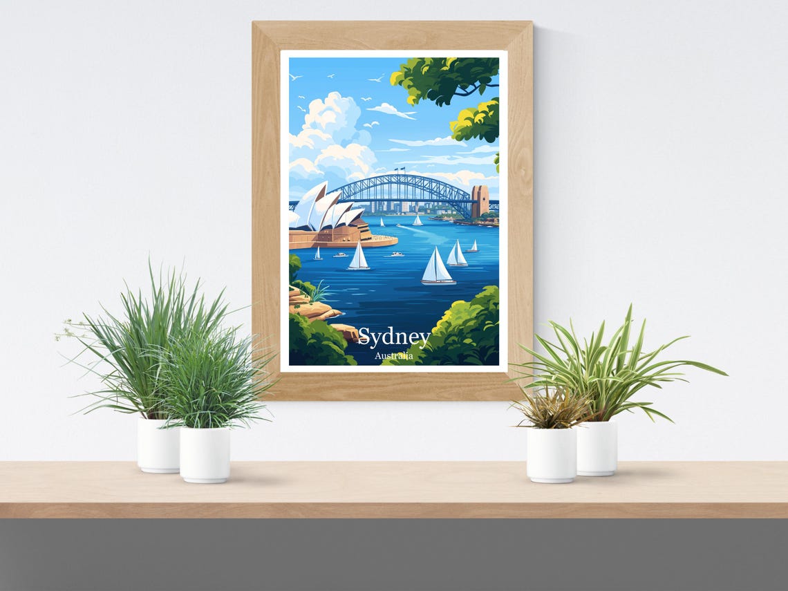 Sydney Australia Opera House and Harbour Bridge Day View Poster - Image 2