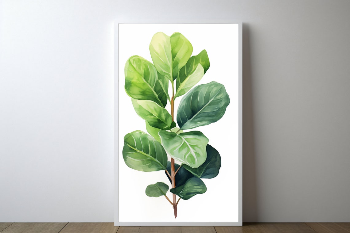 Fiddle Fig Watercolor Art Print Botanical Home Decor Tropical Plant Wall Art Greenery Poster Gift For Plant Lovers - Image 3