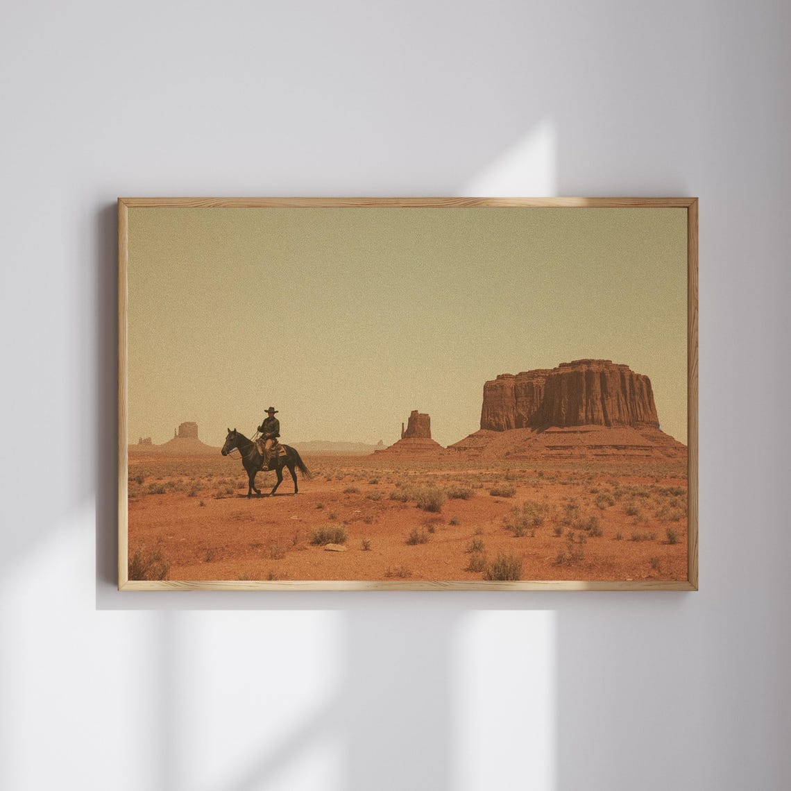 Western Cowboy Wall Art Vintage Desert Landscape Print Rustic Home Decor Horizontal