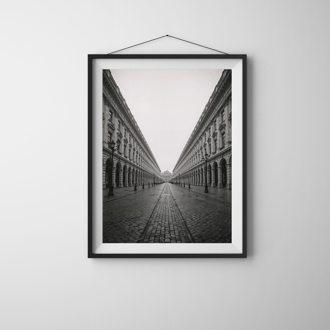 Vintage Vienna Neoclassical Arcade Street Black And White Photo Poster