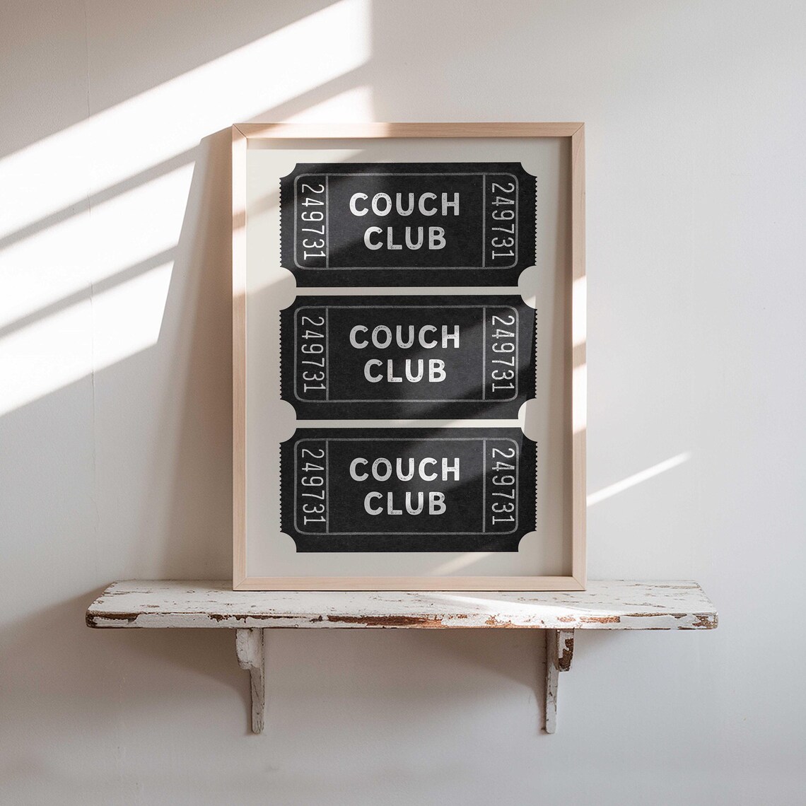 Couch Club Ticket Retro Living Room Art Print
