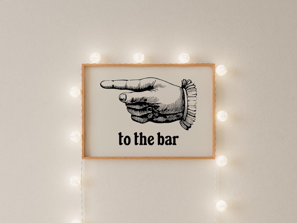 Vintage Pointing Hand To The Bar Funny Home Bar Sign Wall Art - Image 2