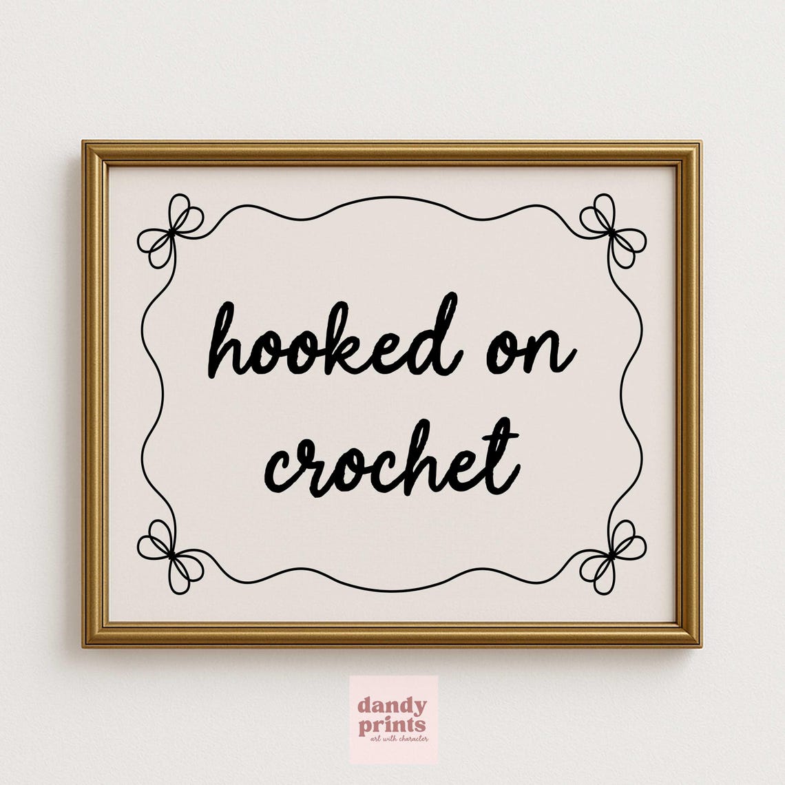 Hooked On Crochet Hand Lettered Craft Room Typography Wall Art
