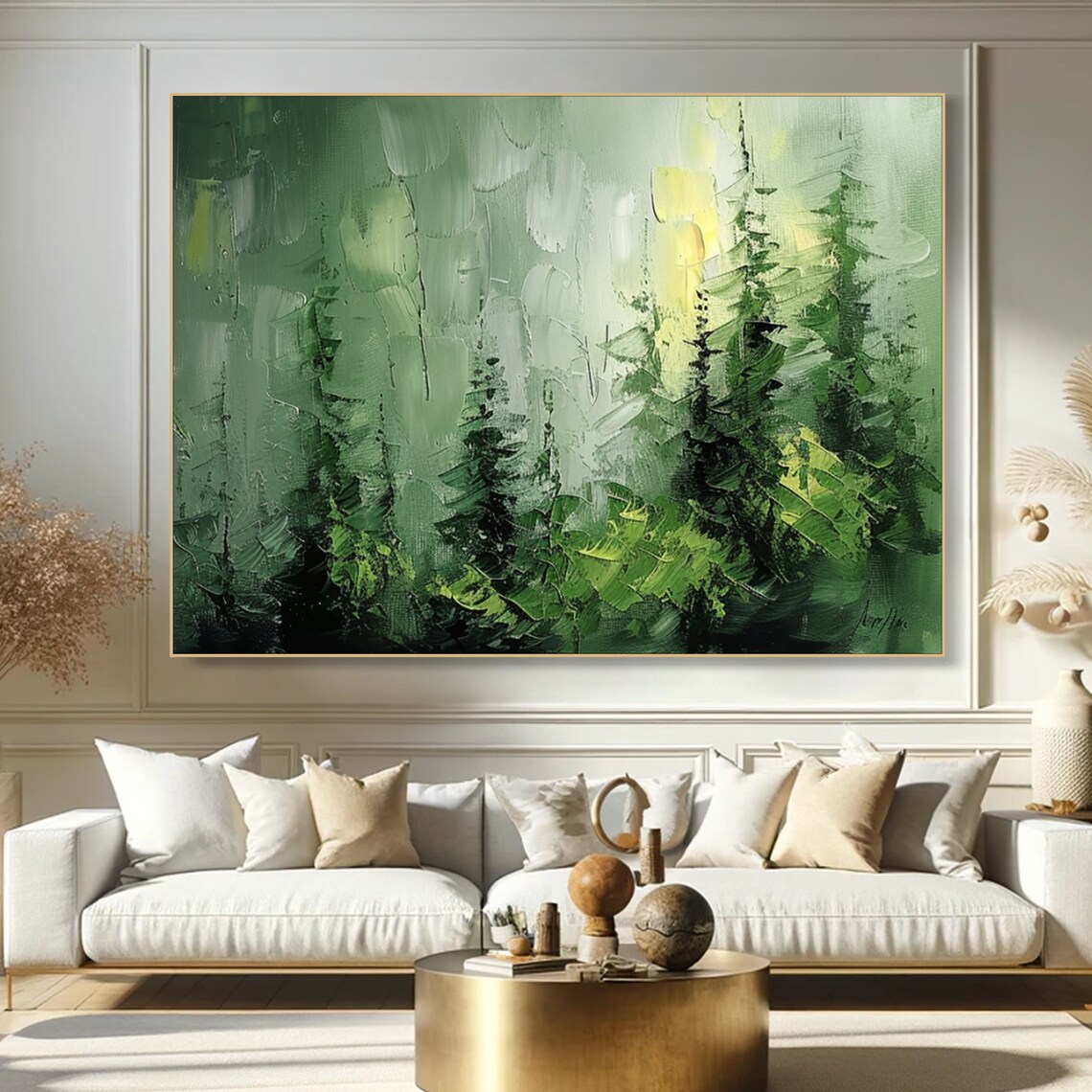Forest Oil Painting, Impasto Tree Textured Art Print - Image 3