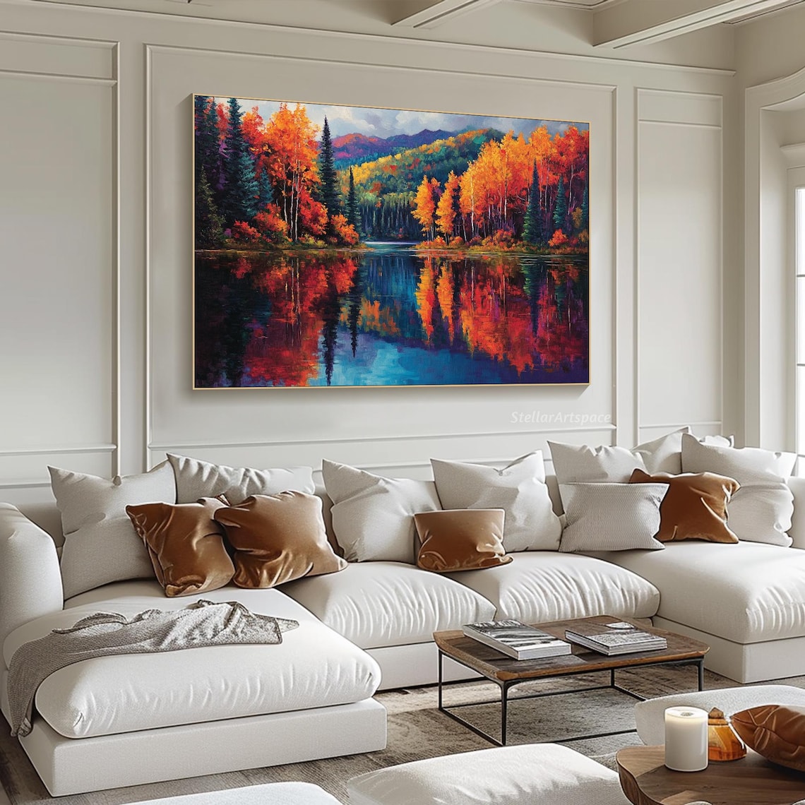 Forest Lake Autumn Reflection Wall Art Poster - Image 6