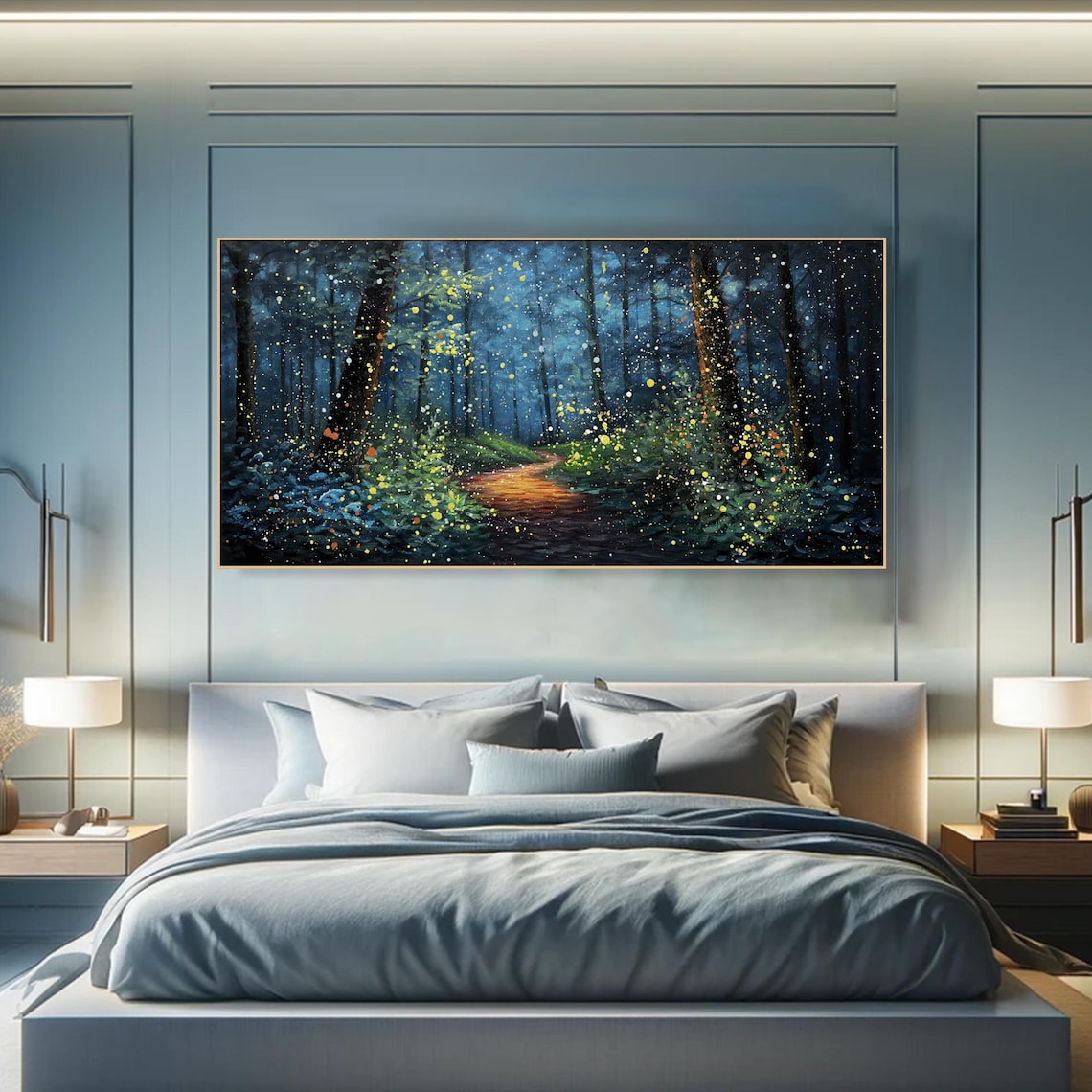 Fireflies In Forest, Custom Oil Painting Art Print - Image 6