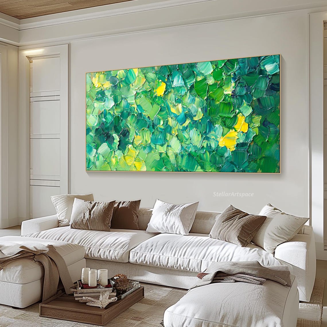 Green Yellow Abstract Impasto Texture Palette Knife Modern Art Poster - Image 6