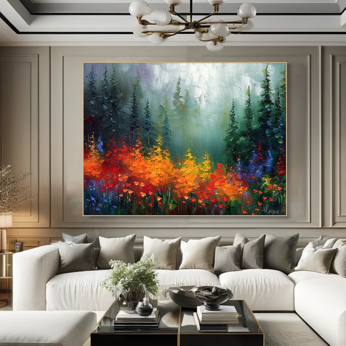 Impasto Textured Tree in Tranquil Forest Art Print - Image 5