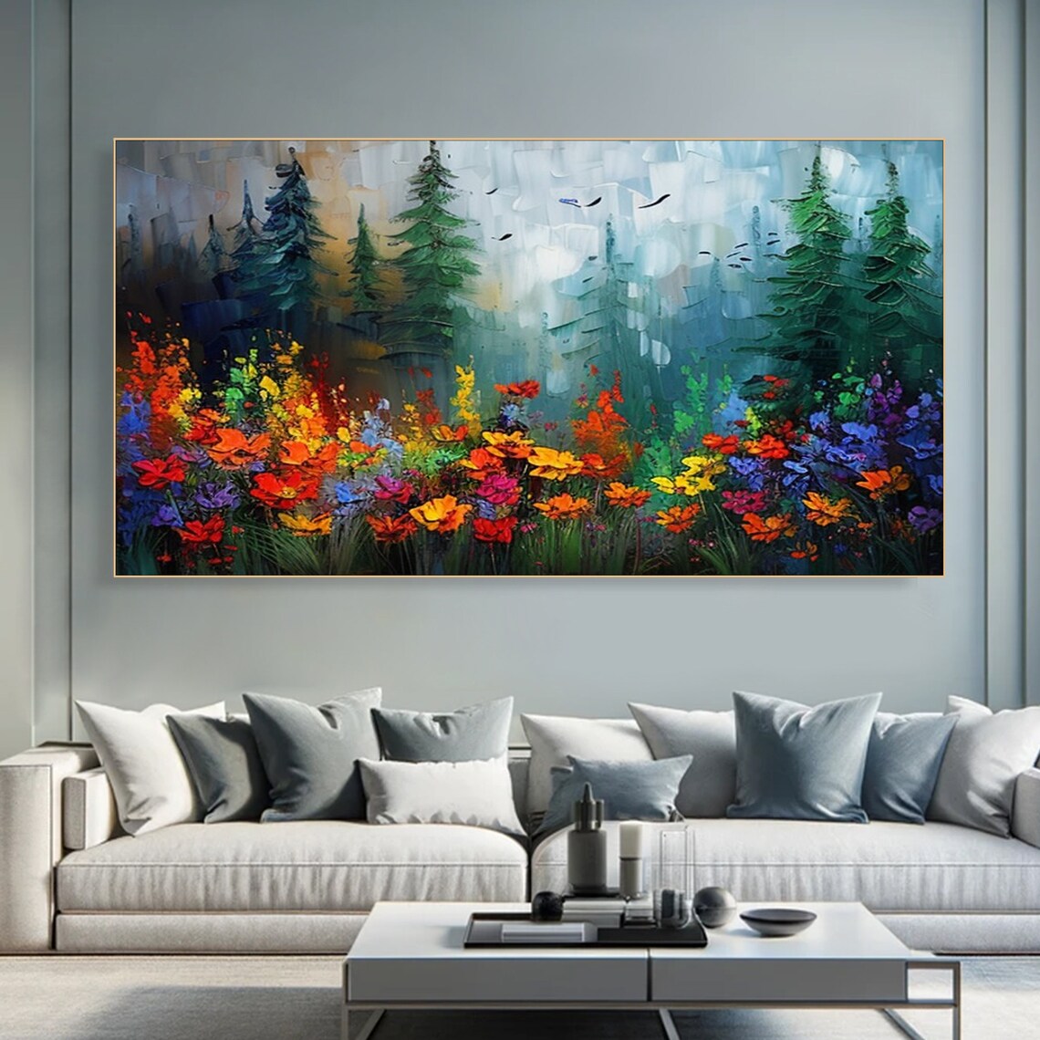Colorful Forest Tree Art Print, Contemporary Landscape - Image 3