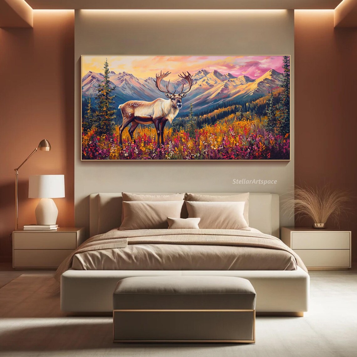 Majestic Elk In Autumn Wildflower Mountain Meadow Wildlife Art Poster - Image 4