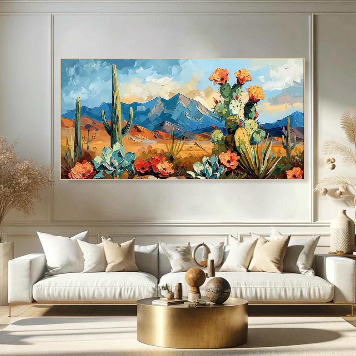 Cactus Flowers in Desert Painting, Minimalist Art Print - Image 5
