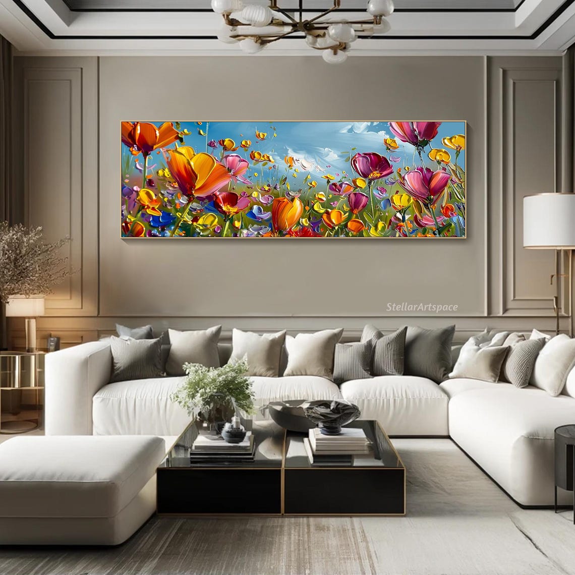 Vibrant Flower Painting On 3d Colorful Floral Art Textured Acrylic Painting Impasto Cheerful Floral Art Living Room Wall Art - Image 3