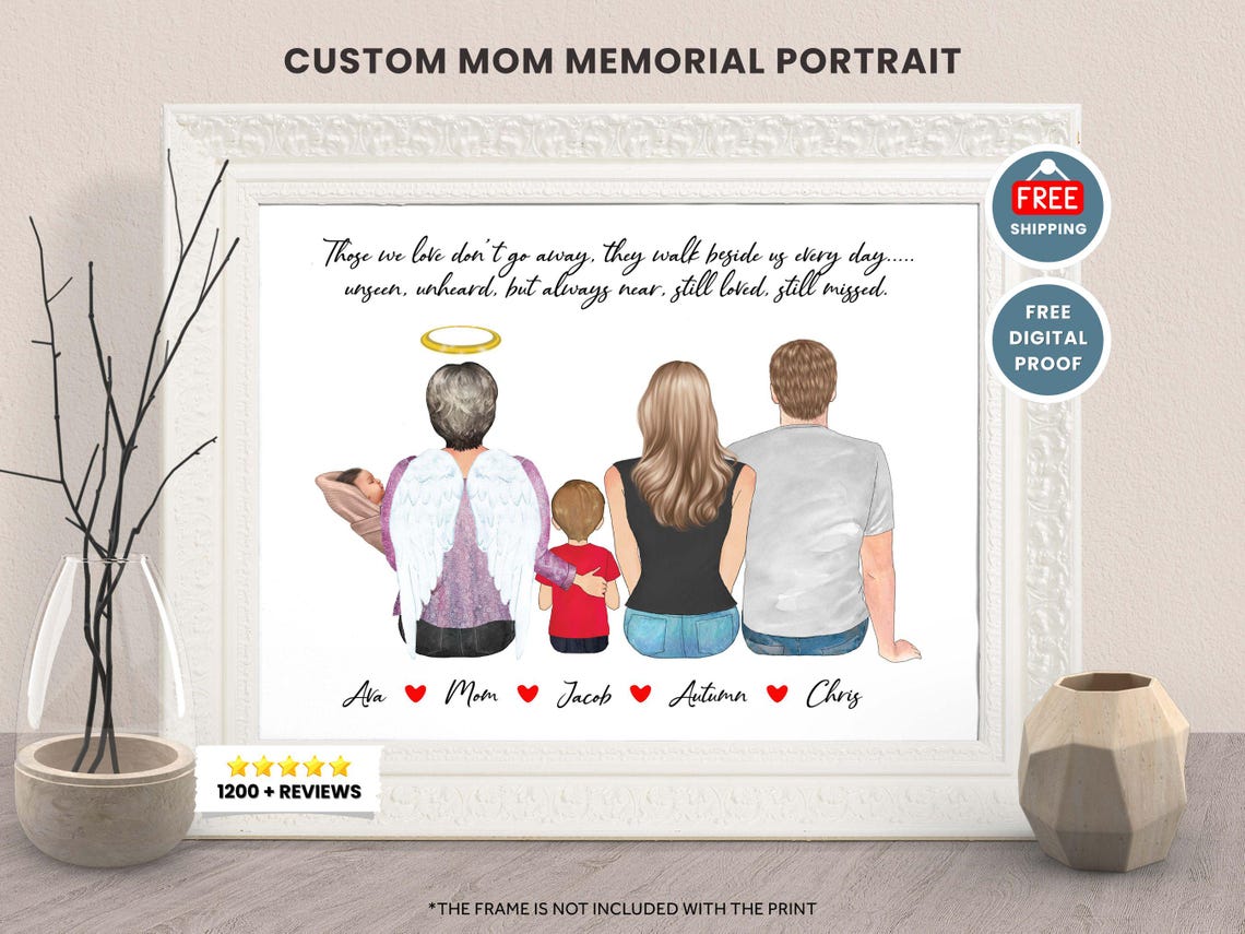 In Heaven Memorial Print Gift Mom In Heaven Family Memorial Print Remembrance Gift Xmas Sympathy Gift Mum Grandma In Heaven Christmas Gift