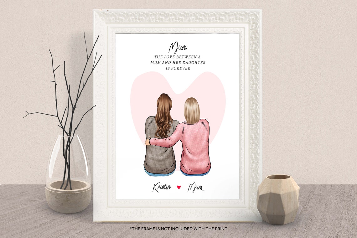 Personalized Mother and Daughter Love Quote Gift Portrait Poster