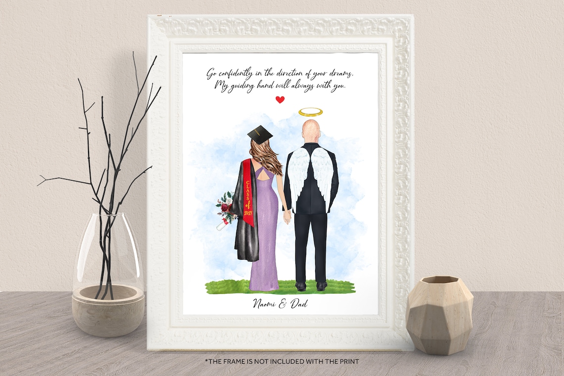 Class Of 2021 Graduation Memorial Print Angel Dad Graduate Daughter