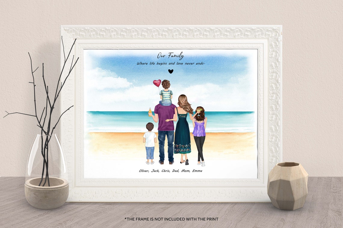 Beach Family Portrait Where Life Begins Love Never Ends Print