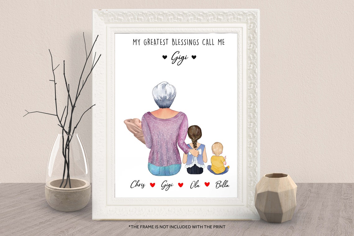 Personalized Grandma And Grandkids Print Nana Gift Mothers Day Gift For Grandma Gigi Mimi Gift From Grandkids Grandparent Grandchildren