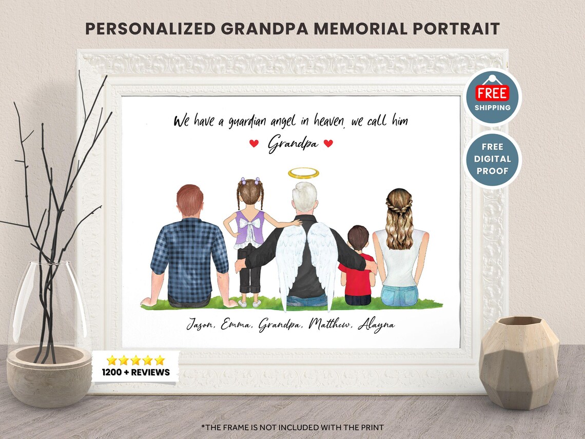 Grandpa Memorial Christmas Print, Loss Tribute Art Print