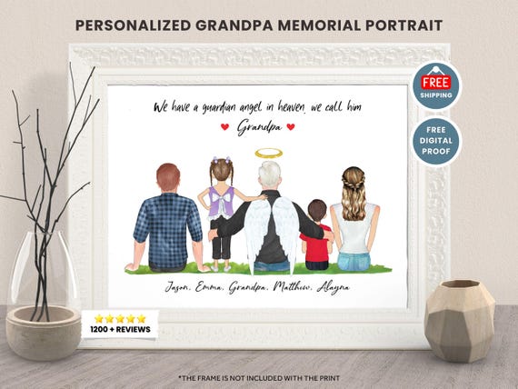 Grandpa Memorial Christmas Print, Loss Tribute Art Print