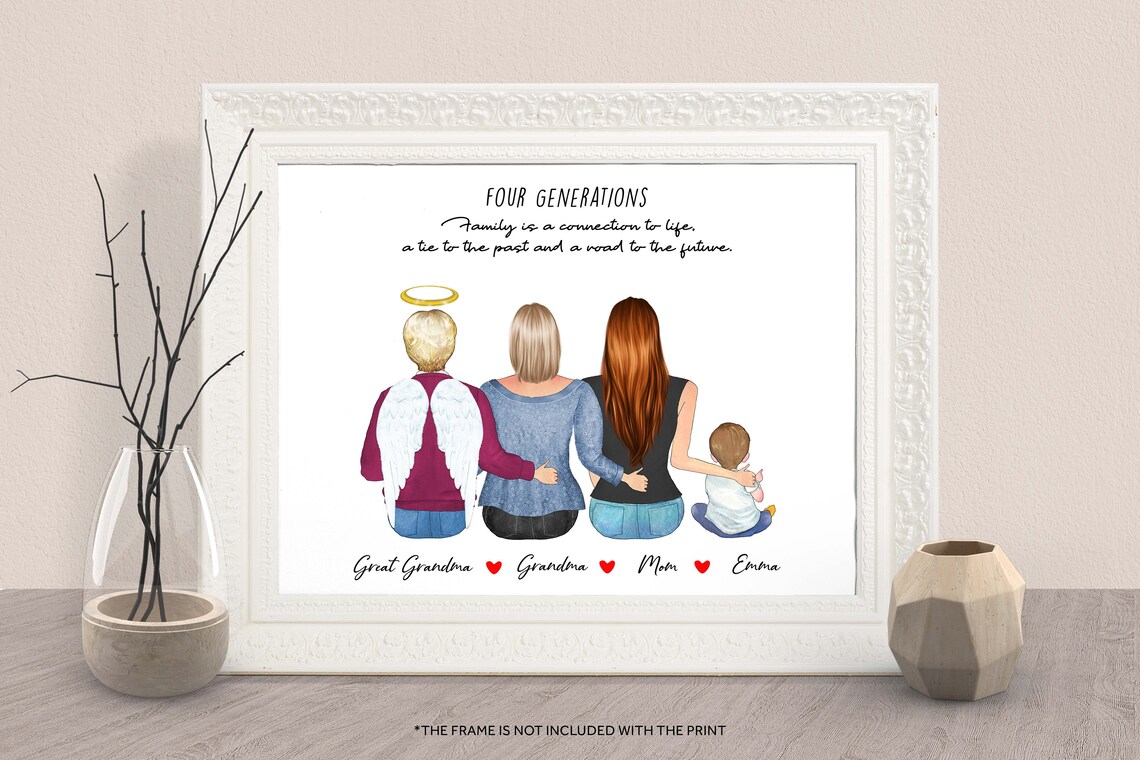 Custom 4 Generations Family Portrait Art Print