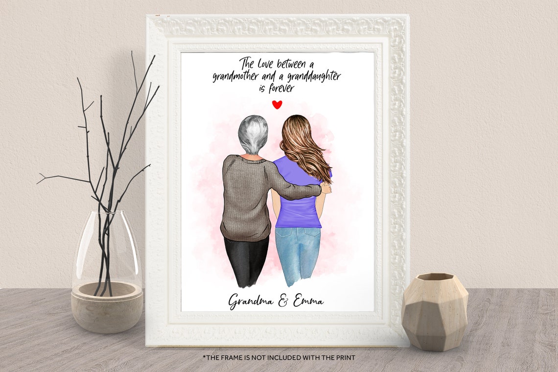 Personalized Grandmother and Granddaughter Love Family Art Print