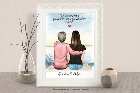 Personalized Grandmother Granddaughter Dock Sunset Gift Poster