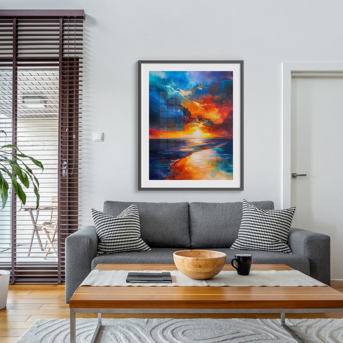Blazing Sunset Over the Ocean Dramatic Abstract Seascape Poster - Image 5