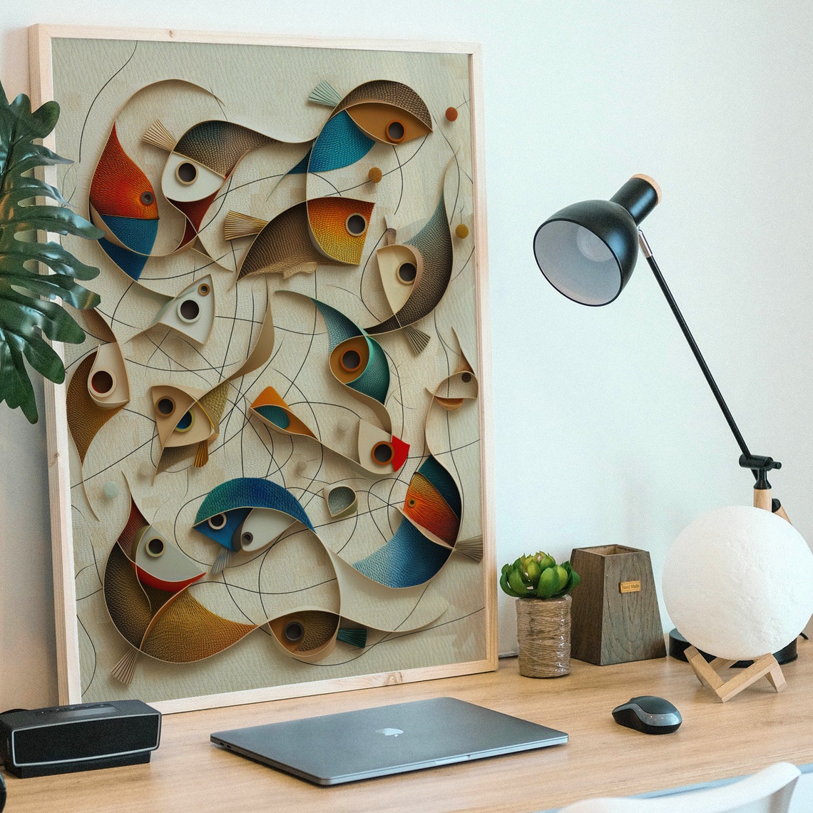 Abstract Fish Painting Arts Modern Wall Decor Art Prints Instant Wall Art - Image 3