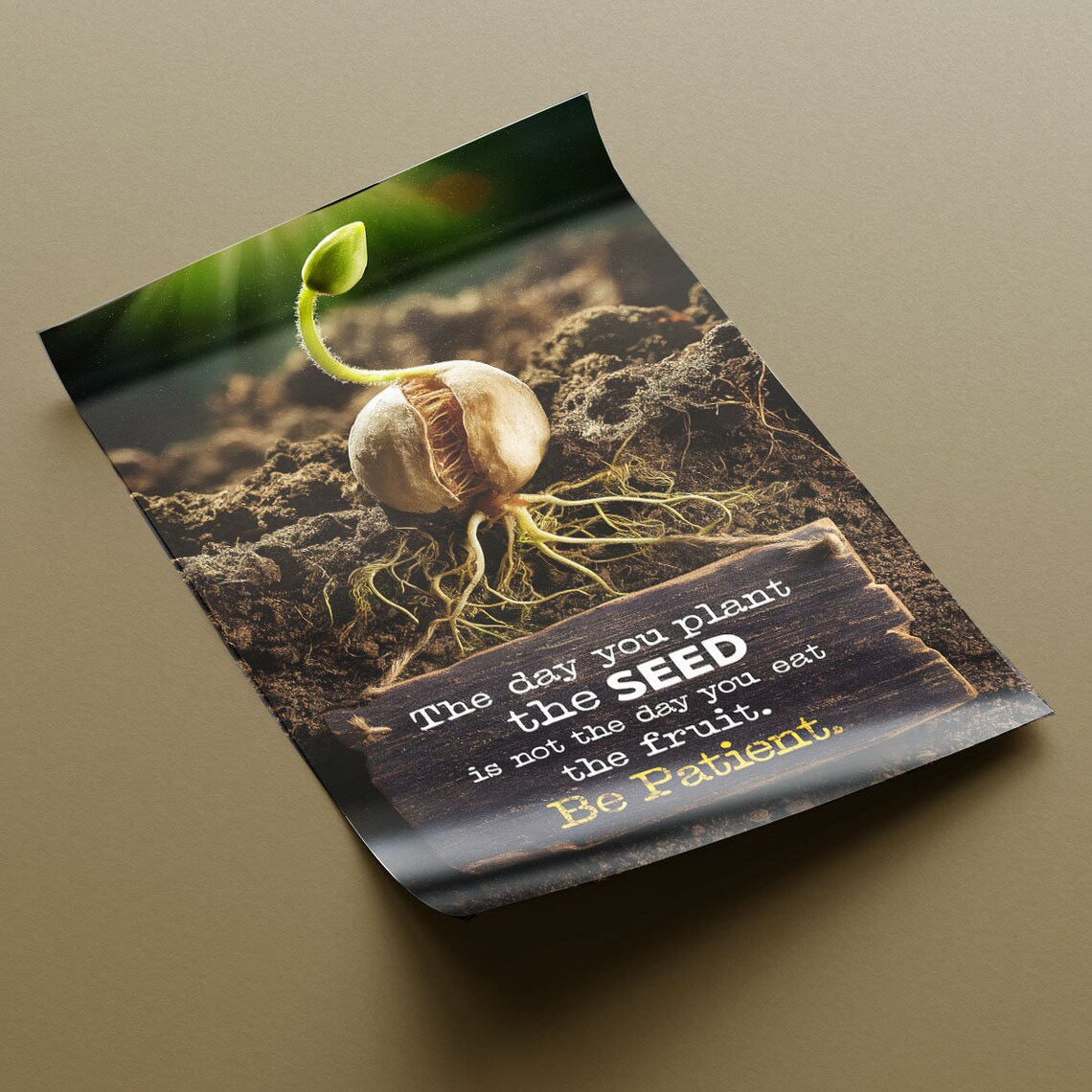 The Day You Plant The Seed Be Patient Motivational Growth Poster - Image 2