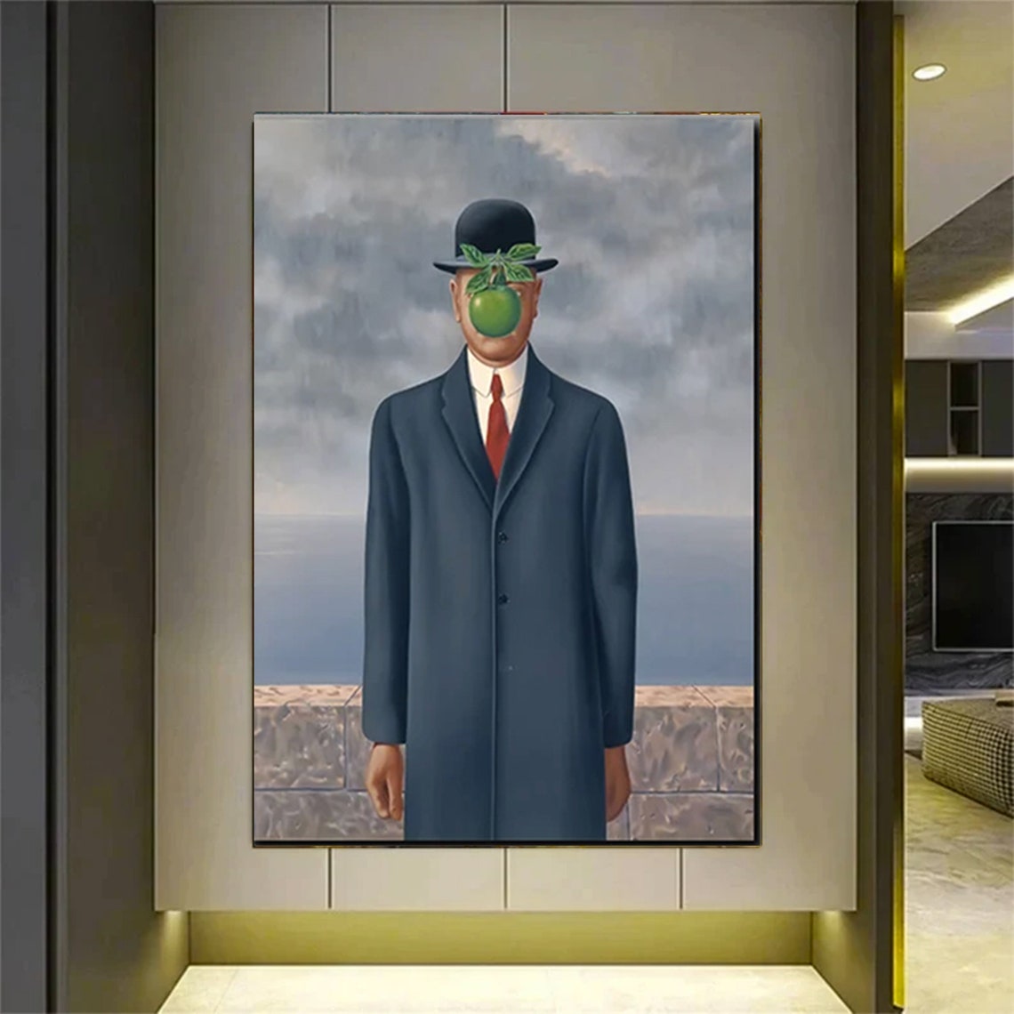 Magritte Son of Man Green Apple Bowler Hat Surrealist Poster