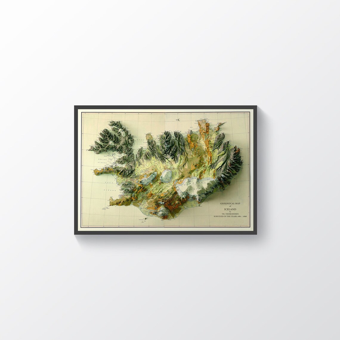 Iceland Thoroddsen 1881 1898 Geological Survey Vintage Relief Poster - Image 2