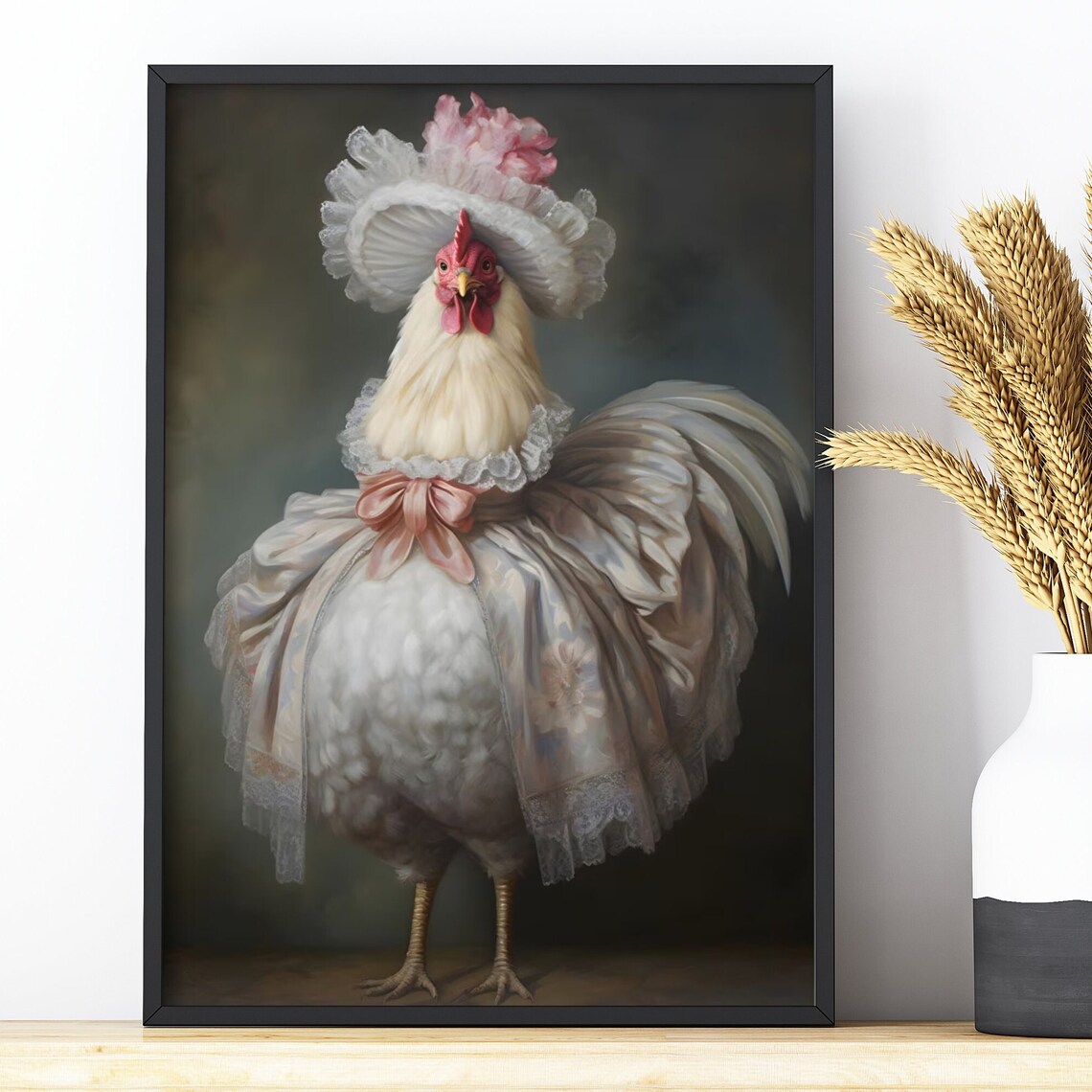 Victorian Chicken Halloween Art Print, Cottagecore - Image 2