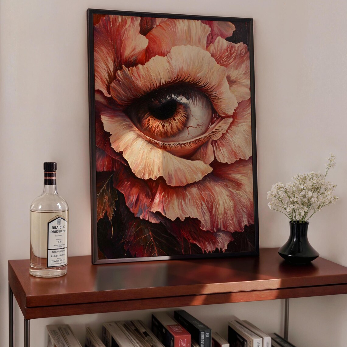 All Seeing Eye Flower Surreal Pink Blossom Macabre Whimsigoth Art Poster