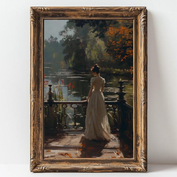 Dark Academia Print The Lake Goth Moody Victorian Wall Art Dark Decor Aesthetic Dark Cottagecore Gothic Prints Into Lake