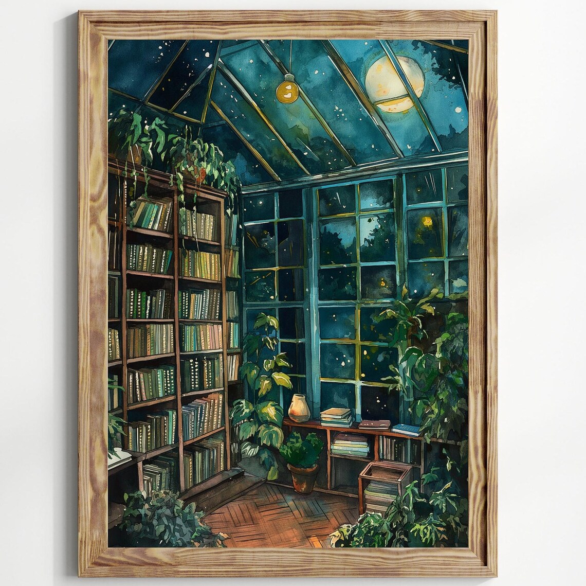 Dark Academia Library And Plants Art Print, Victorian Vintage - Image 2