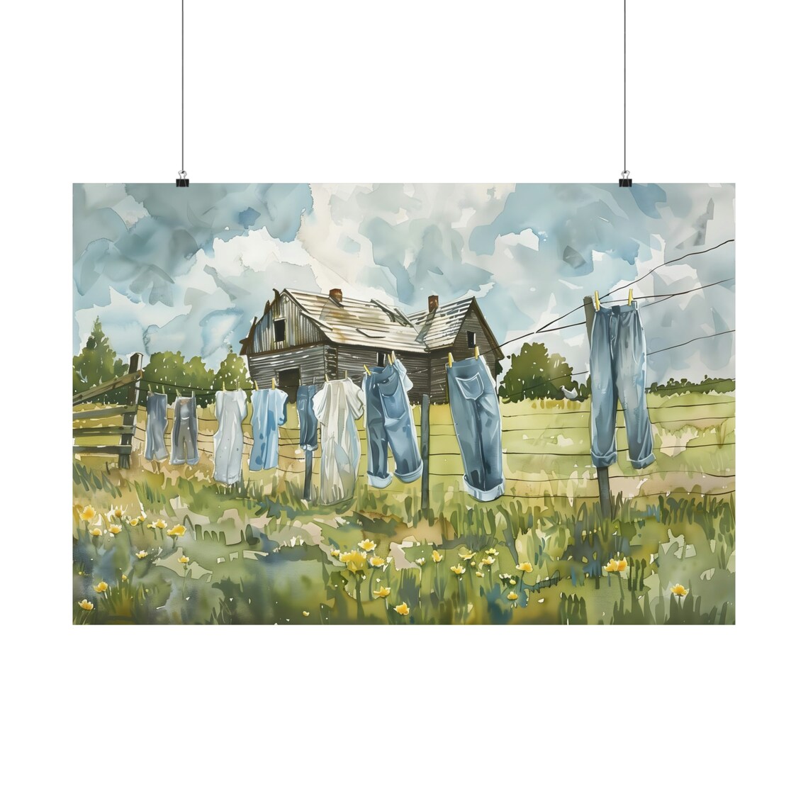 Laundry On A Line Laundry Room Art Print - Image 2