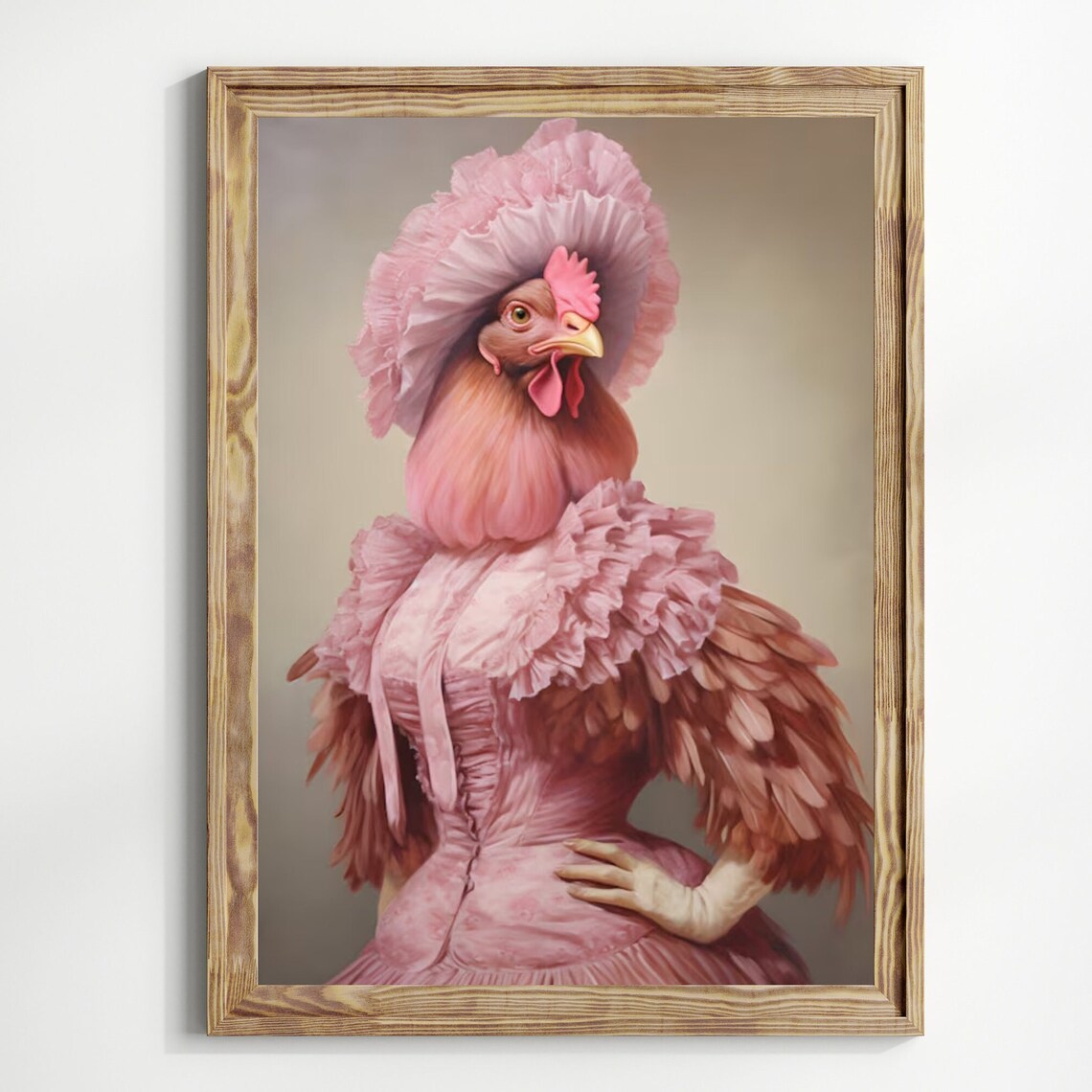 Pink Victorian Chicken, Dark Academia Art Print - Image 3