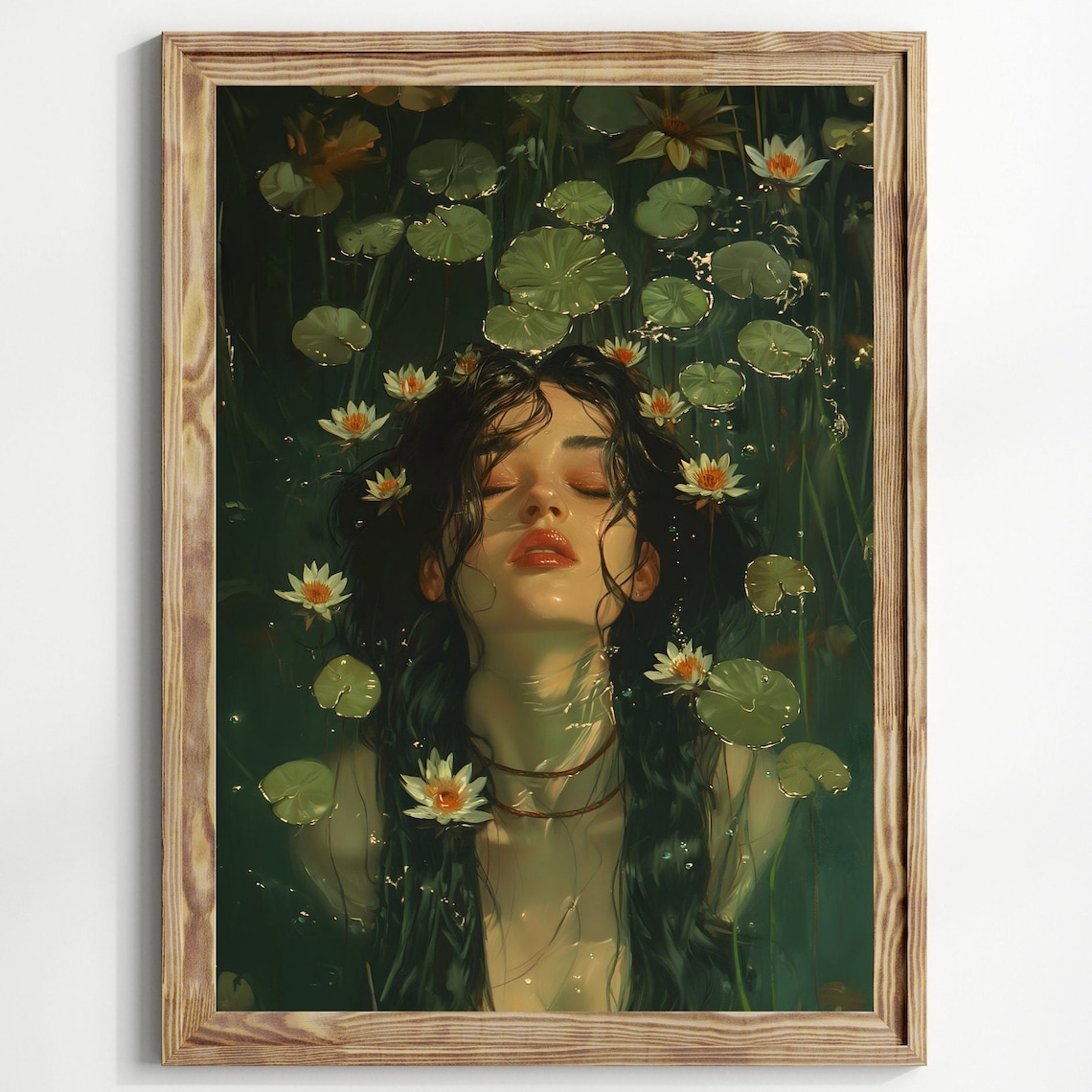 Swimming in the Lake, Goth Victorian Art Print