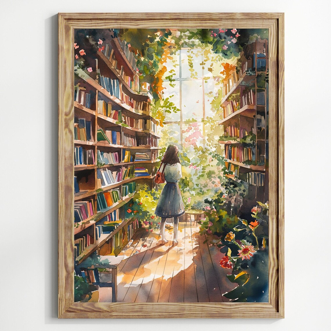 Vintage Greenhouse Library Poster, Retro Reading
