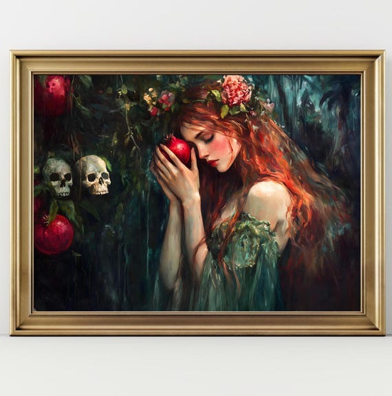 Persephone In Underground Wall Art Dark Academia Print Moody Victorian Wall Art Cottagecore Greek Goddess Greek Mythology Art